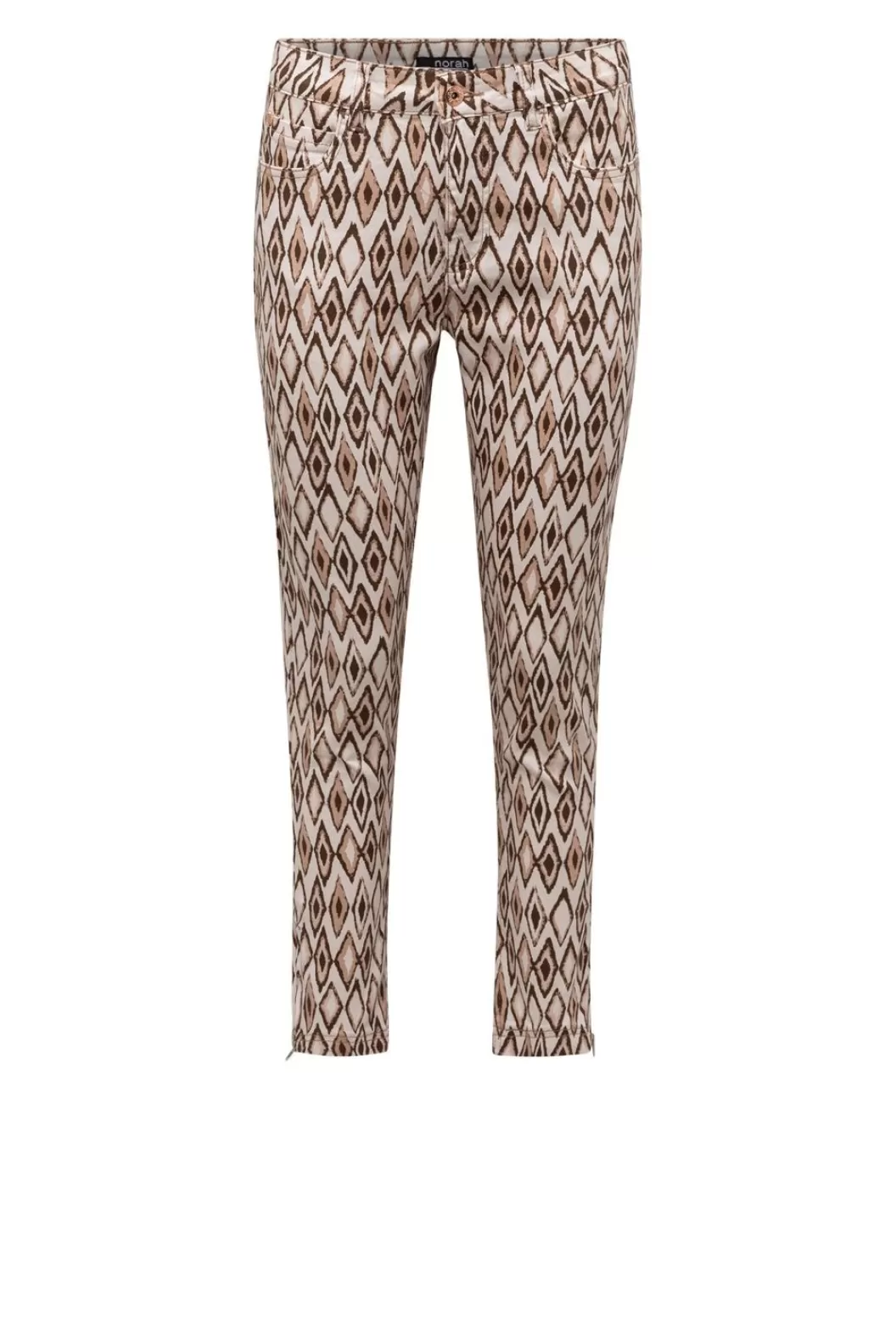 Broeken & Leggings-Norah Beige Broek Met Print Bruin