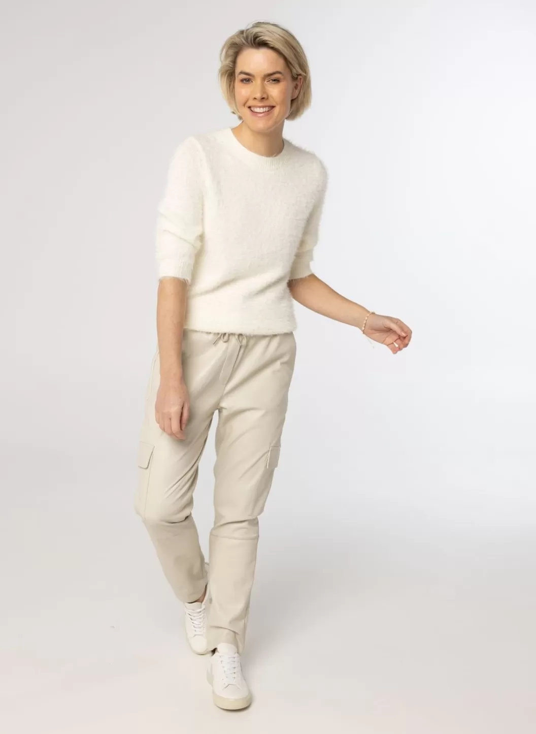 Broeken & Leggings-Norah Beige Cargobroek Grijs