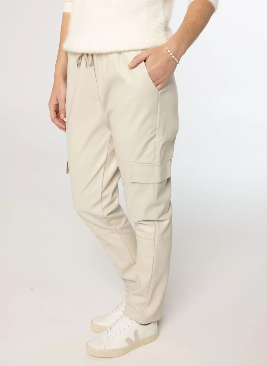 Broeken & Leggings-Norah Beige Cargobroek Grijs