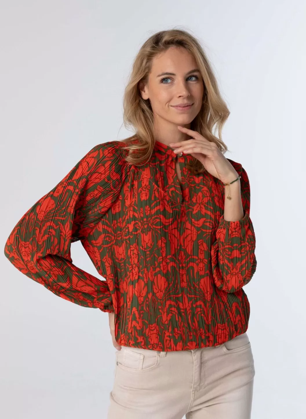 Blouses-Norah Blouse Groen Oranje