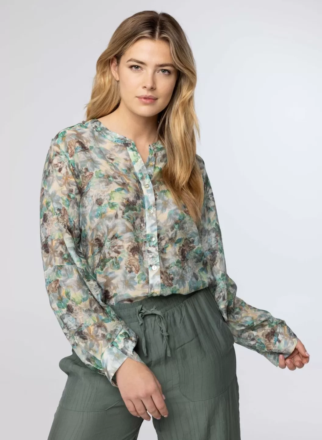 Blouses-Norah Blouse Met Bloemenprint Blauw