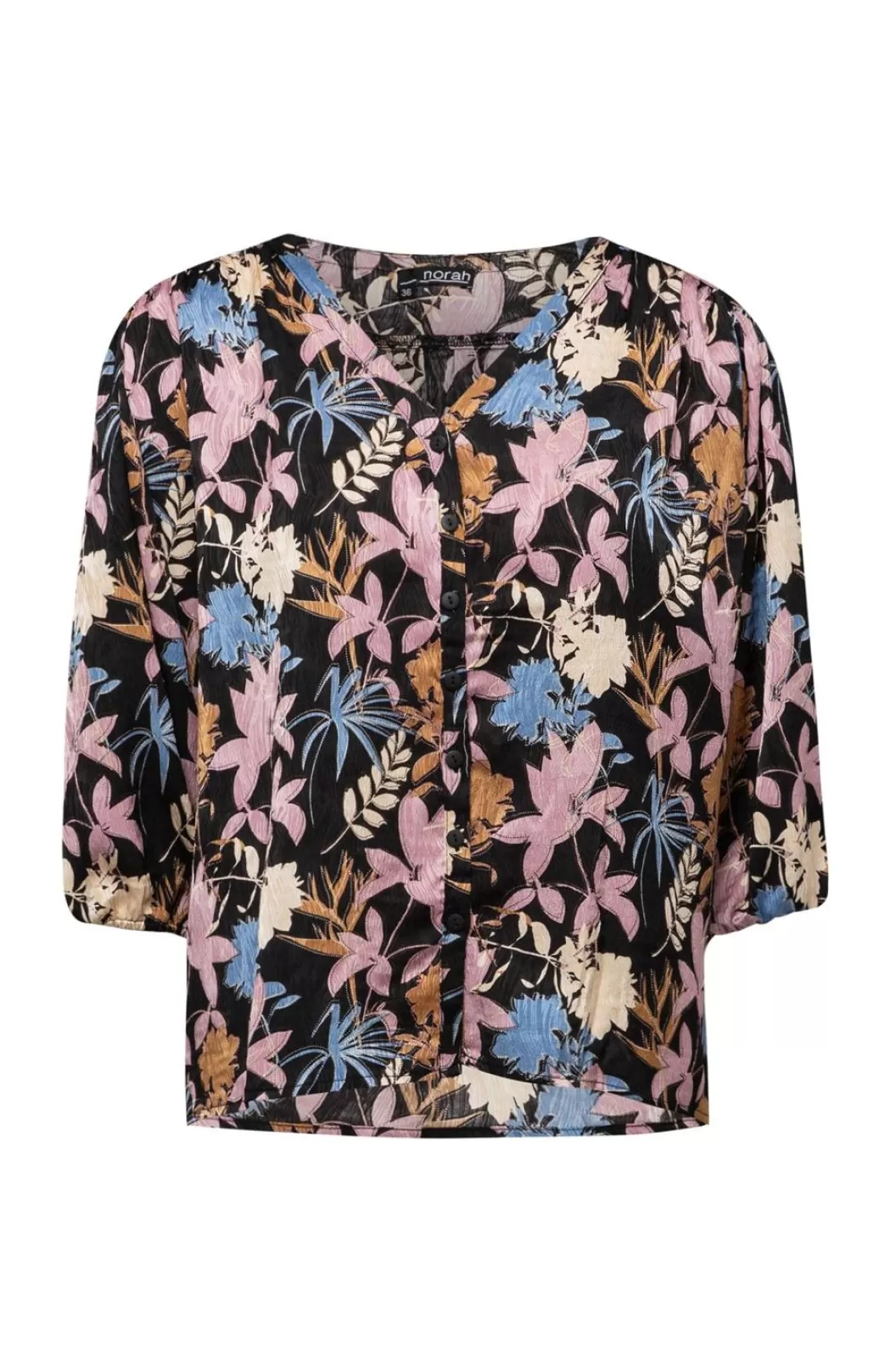 Blouses-Norah Blouse Met Bloemenprint Zwart