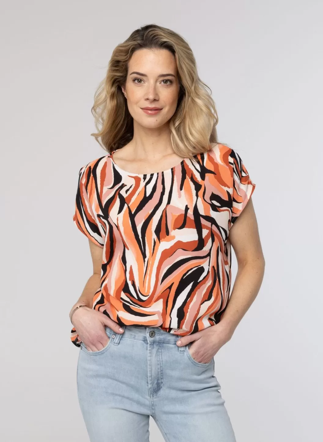 Blouses-Norah Blouse Met Grafische Print Roze