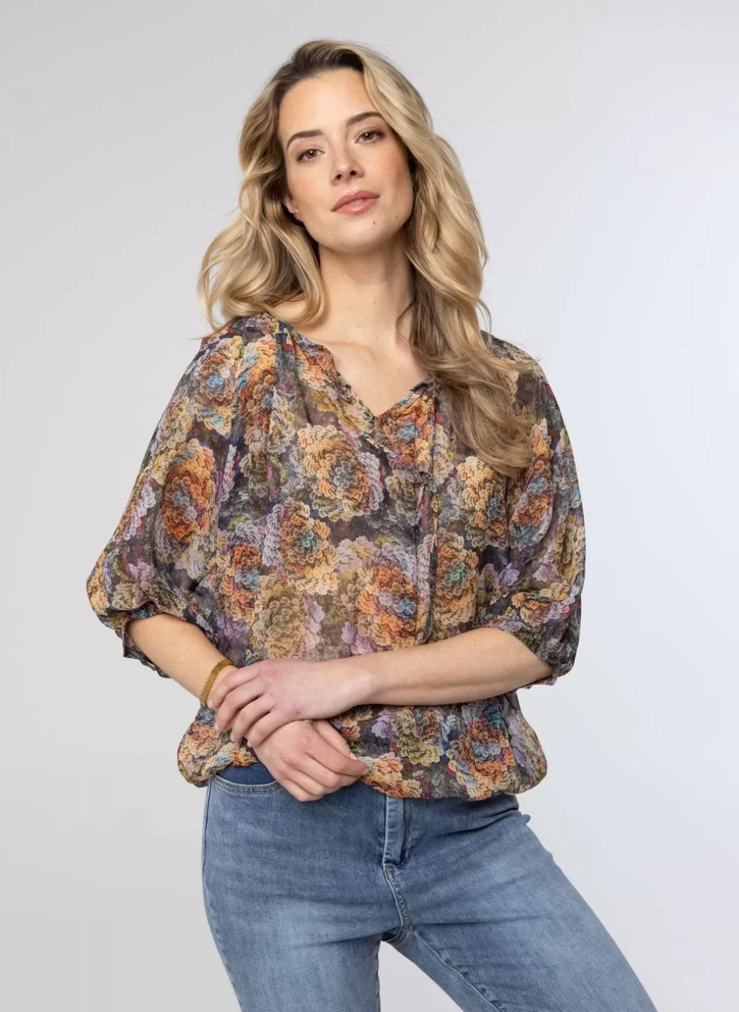 Blouses-Norah Blouse Met Koordjes Meerkleurig