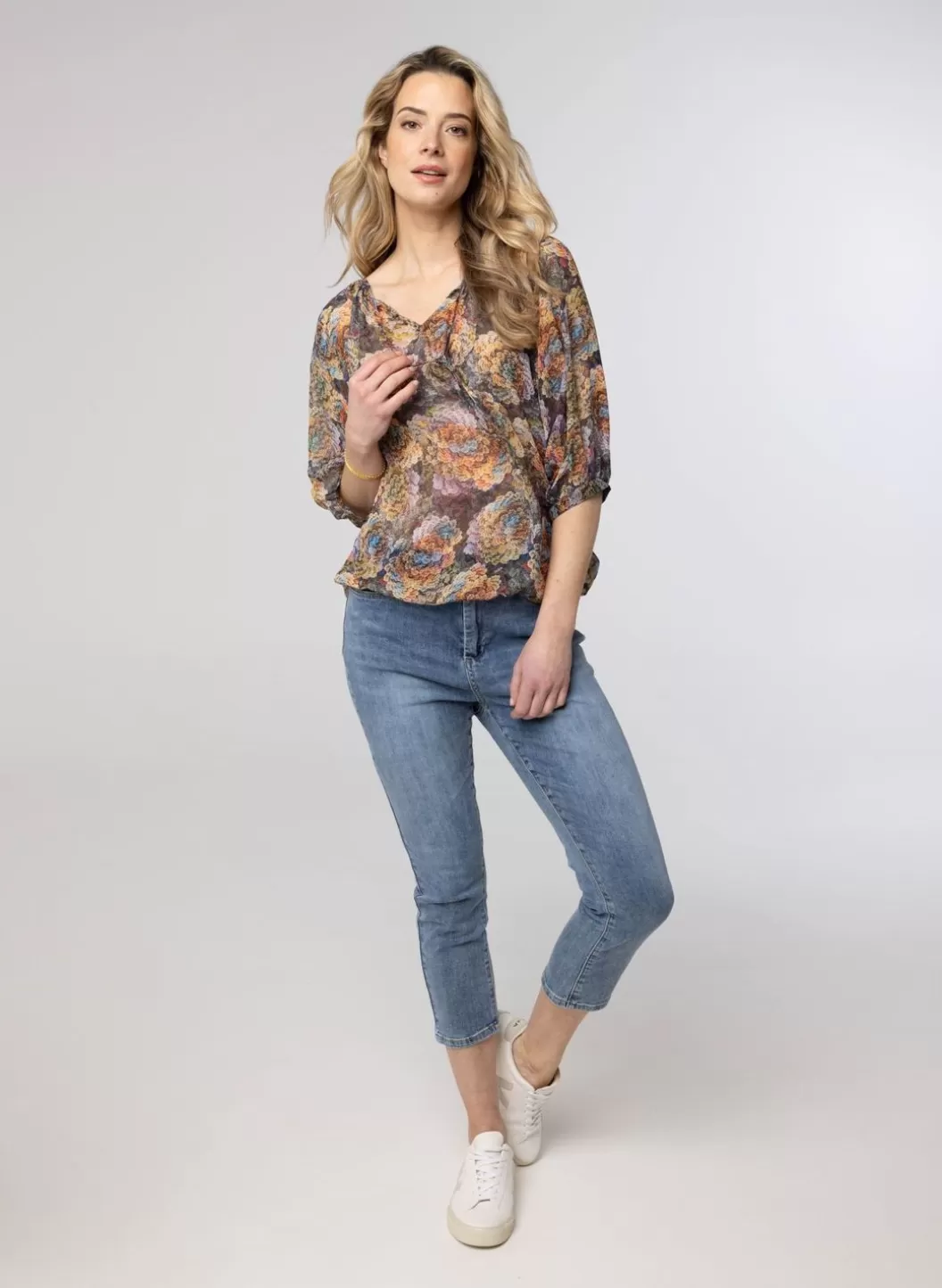 Blouses-Norah Blouse Met Koordjes Meerkleurig