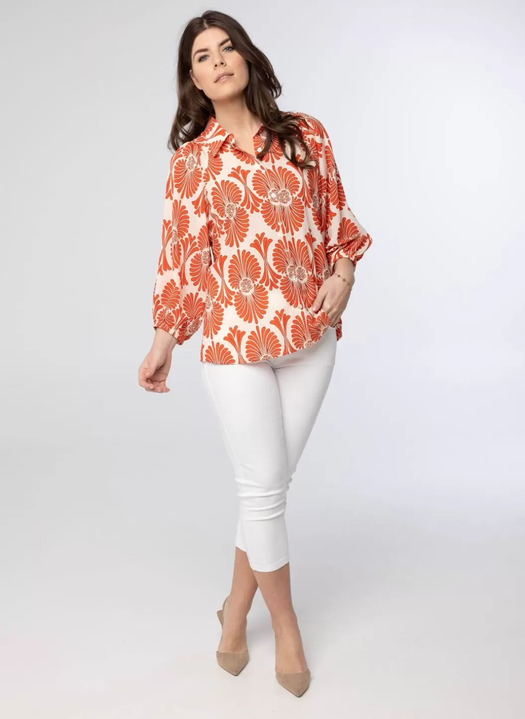 Blouses-Norah Blouse Met Print Oranje