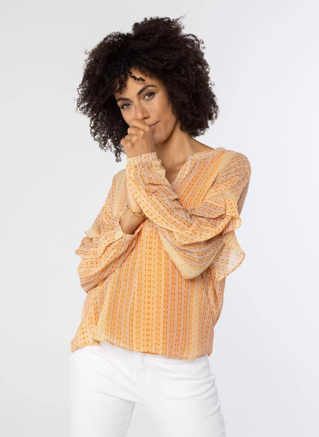 Blouses-Norah Blouse Met Ruches Oranje