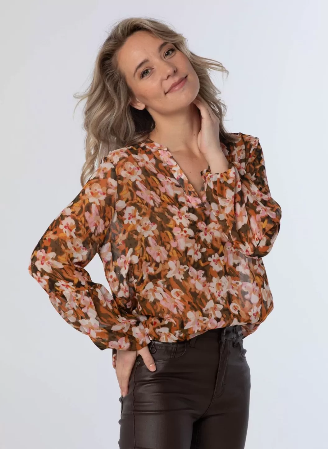 Blouses-Norah Blouse Roze Oranje