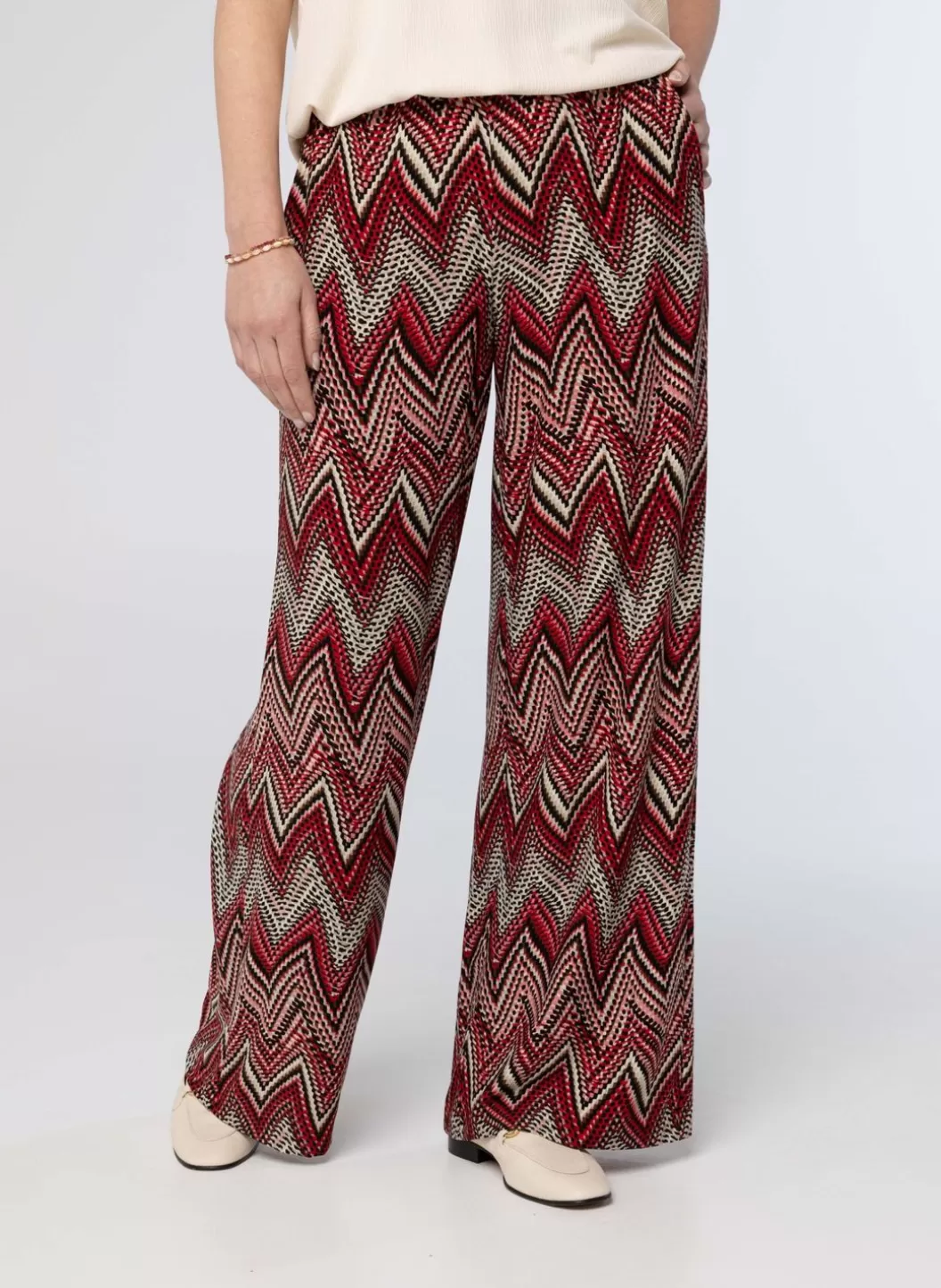 Broeken & Leggings-Norah Broek Met Grafische Print Rood