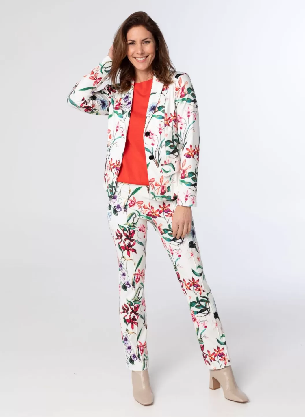 Broeken & Leggings-Norah Broek Met Levendige Bloemenprint Meerkleurig