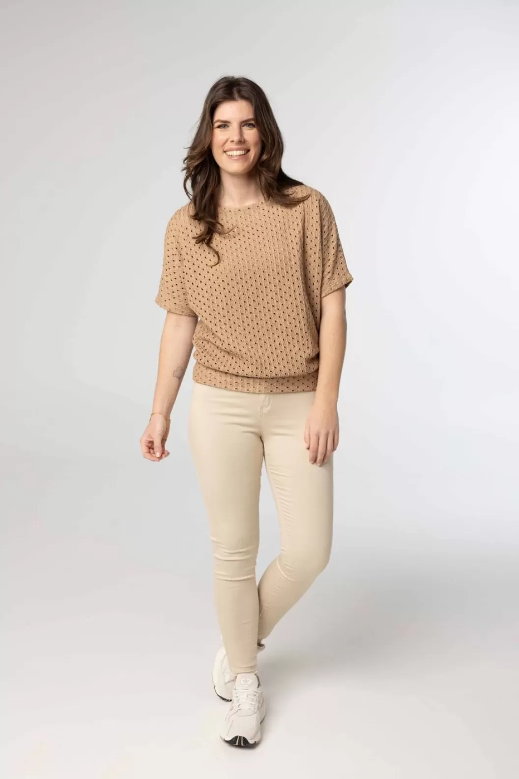 Broeken & Leggings-Norah Broek Van Katoenmix Beige