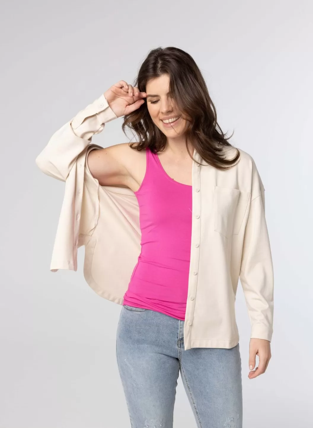 Shirts & Tops-Norah Donker Basic Top Roze