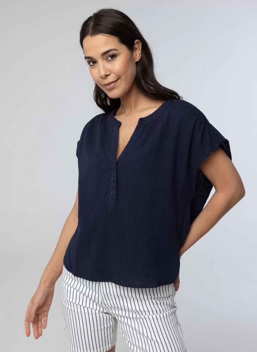 Blouses-Norah Donker E Blouse Blauw