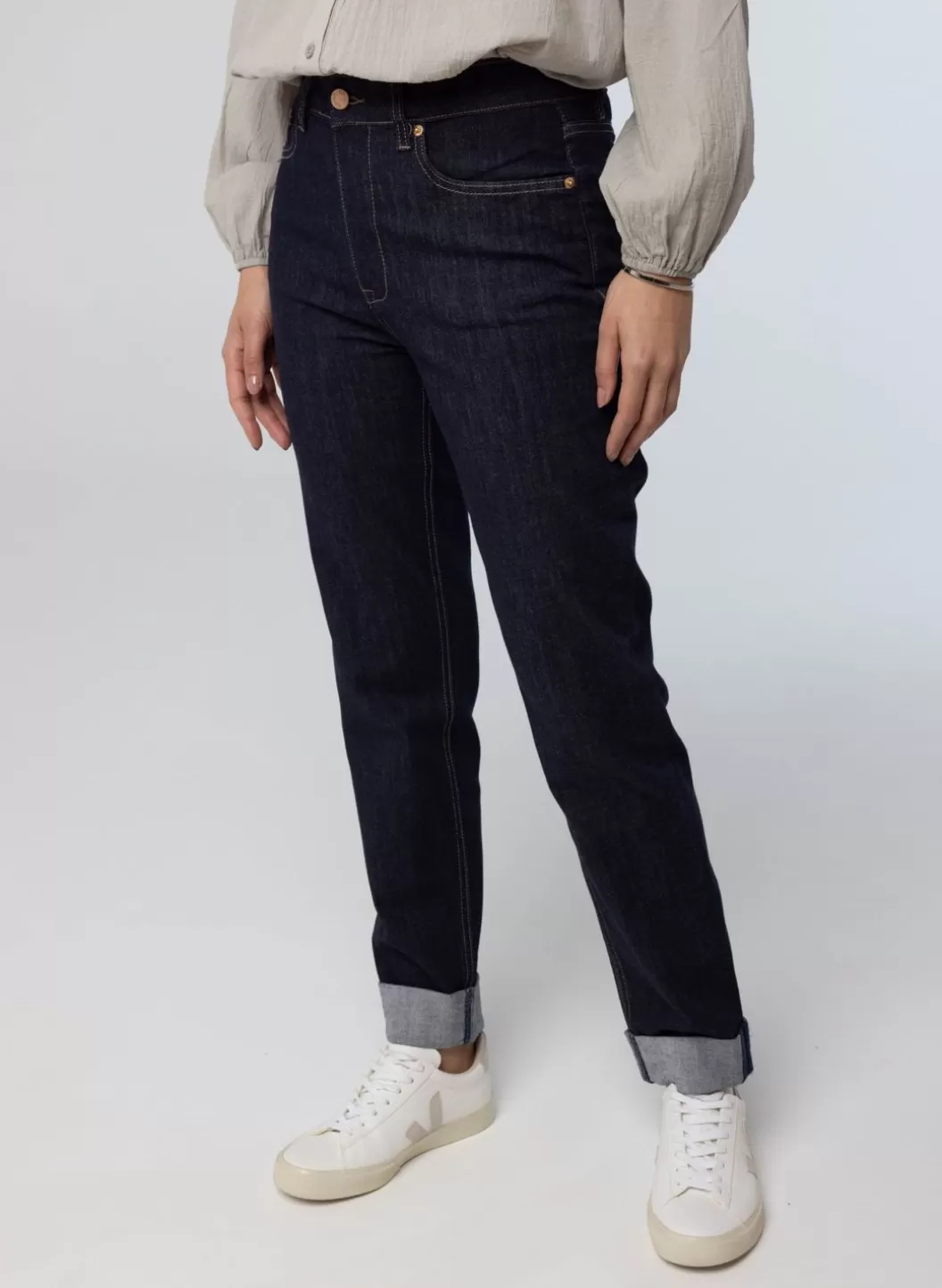 Broeken & Leggings-Norah Donker E Denim Jeans Blauw