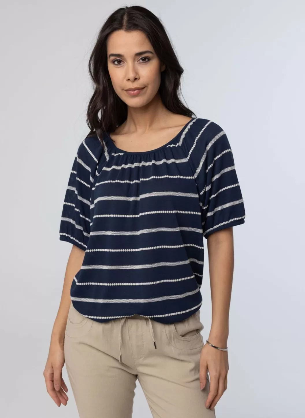 Shirts & Tops-Norah Donker Gestreept Shirt Blauw