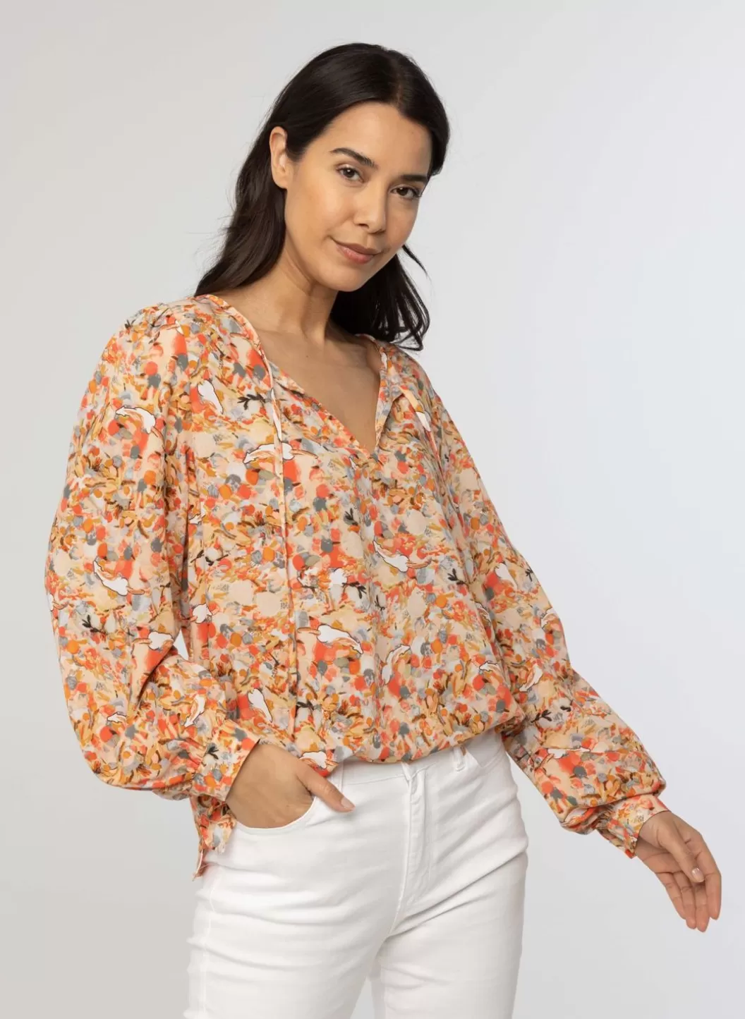 Blouses-Norah E Blouse Met Koordjes Meerkleurig