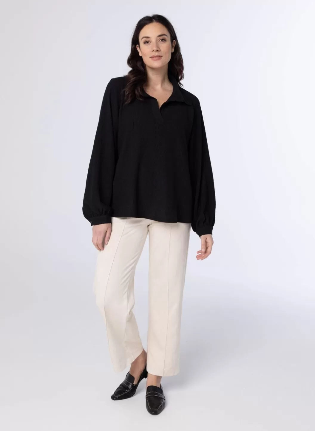 Blouses-Norah E Blouse Met Pofmouwen Zwart