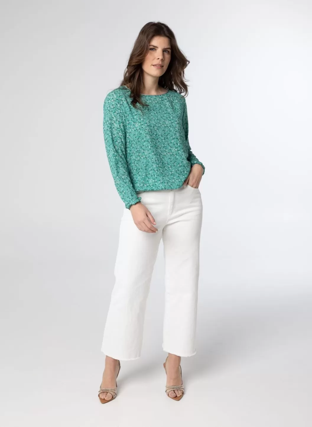 Blouses-Norah E Blouse Met Pofmouwen Groen