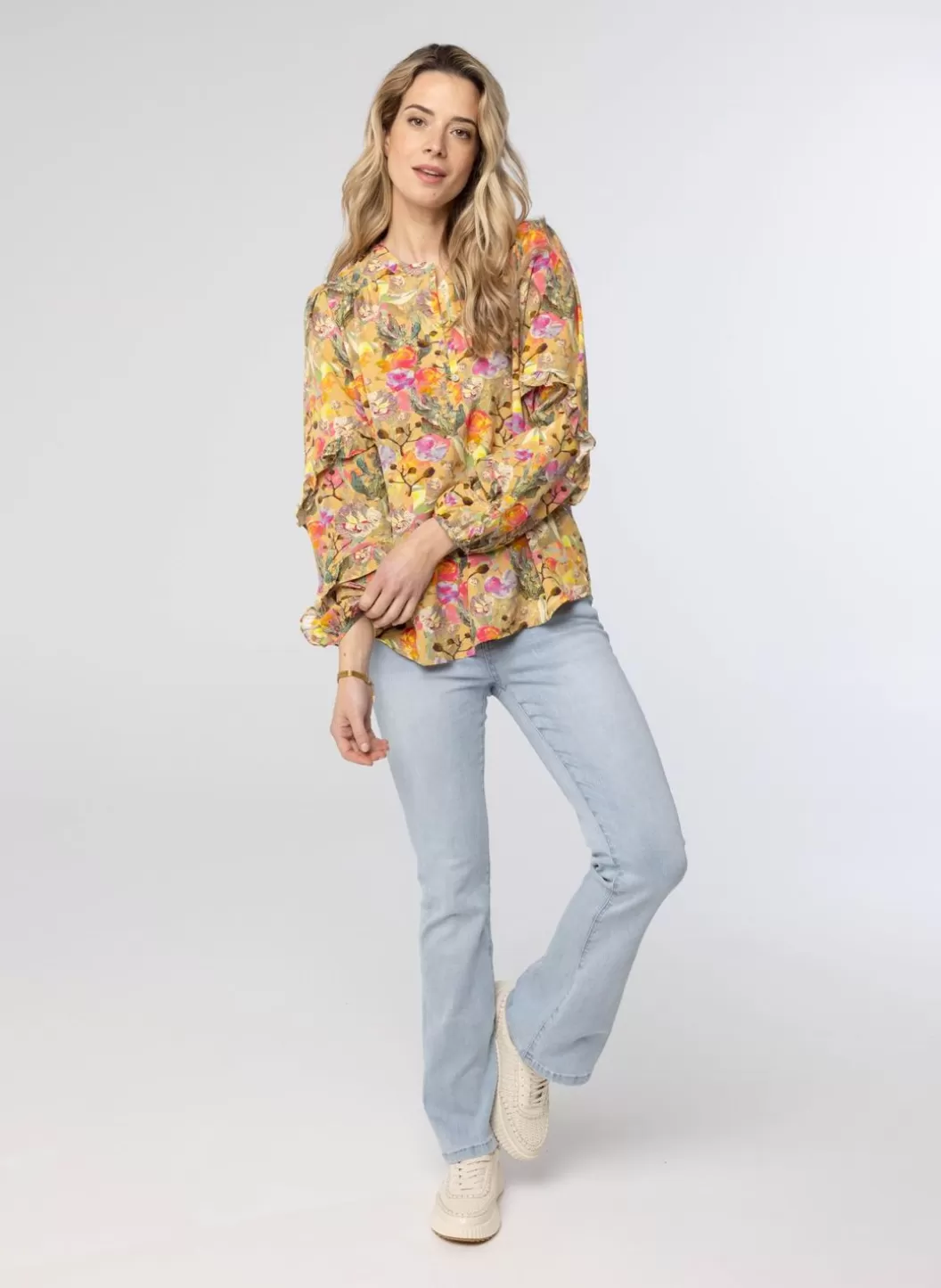 Blouses-Norah E Blouse Met Ruches Meerkleurig