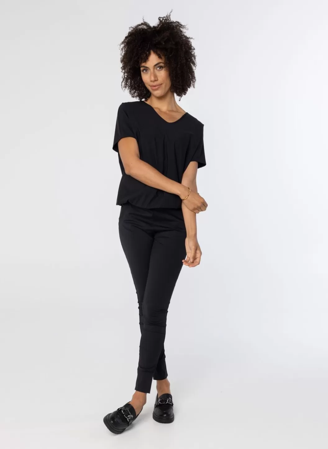 Broeken & Leggings-Norah E Broek Travelstof Zwart