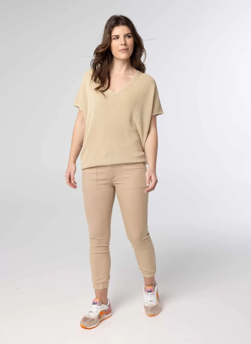 Broeken & Leggings-Norah E Broek Van Katoenmix Bruin