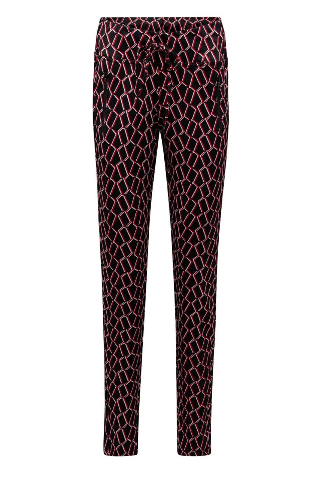 Broeken & Leggings-Norah E Elastische Broek Met Patroon Zwart