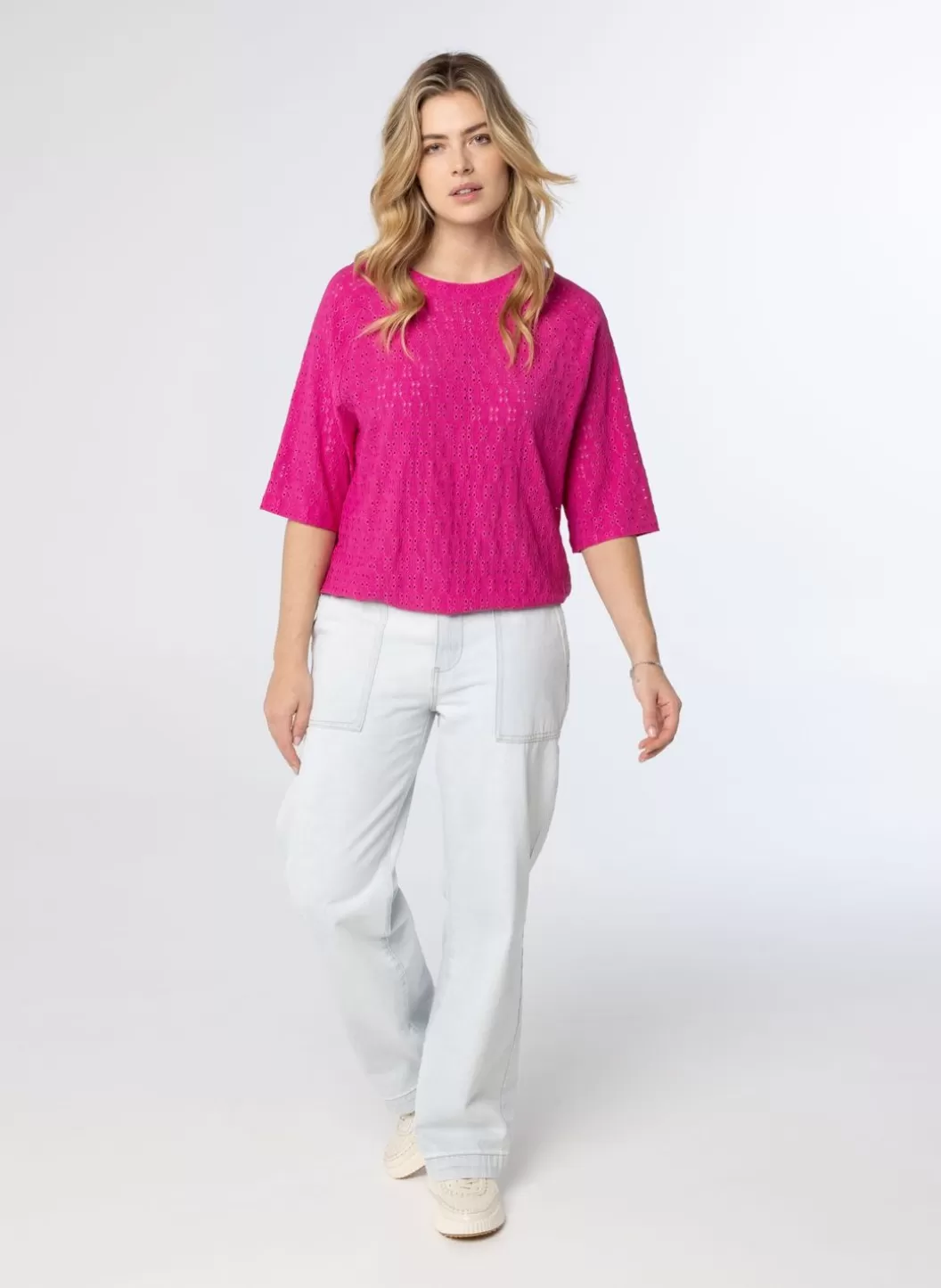 Shirts & Tops-Norah Fuchsia Shirt Embroidery Roze