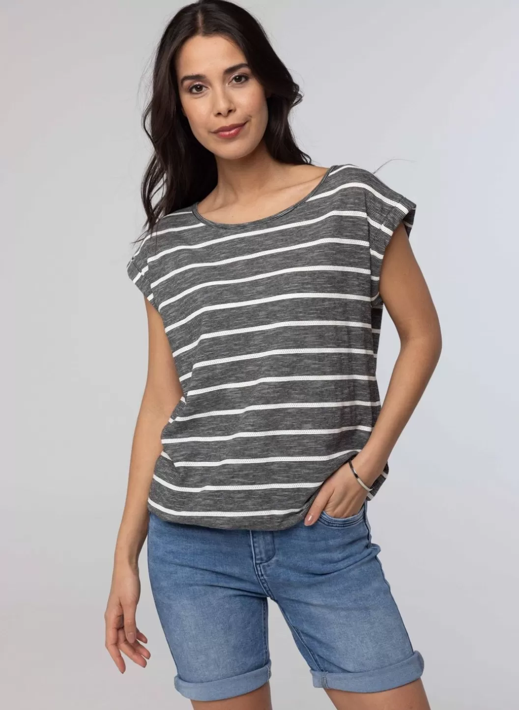 Shirts & Tops-Norah Gestreept Shirt Wit Zwart