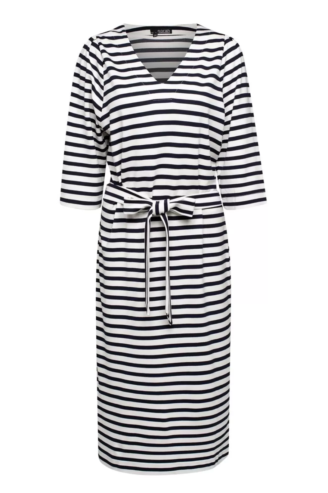 Jurken-Norah Gestreepte Midi Dress Blauw