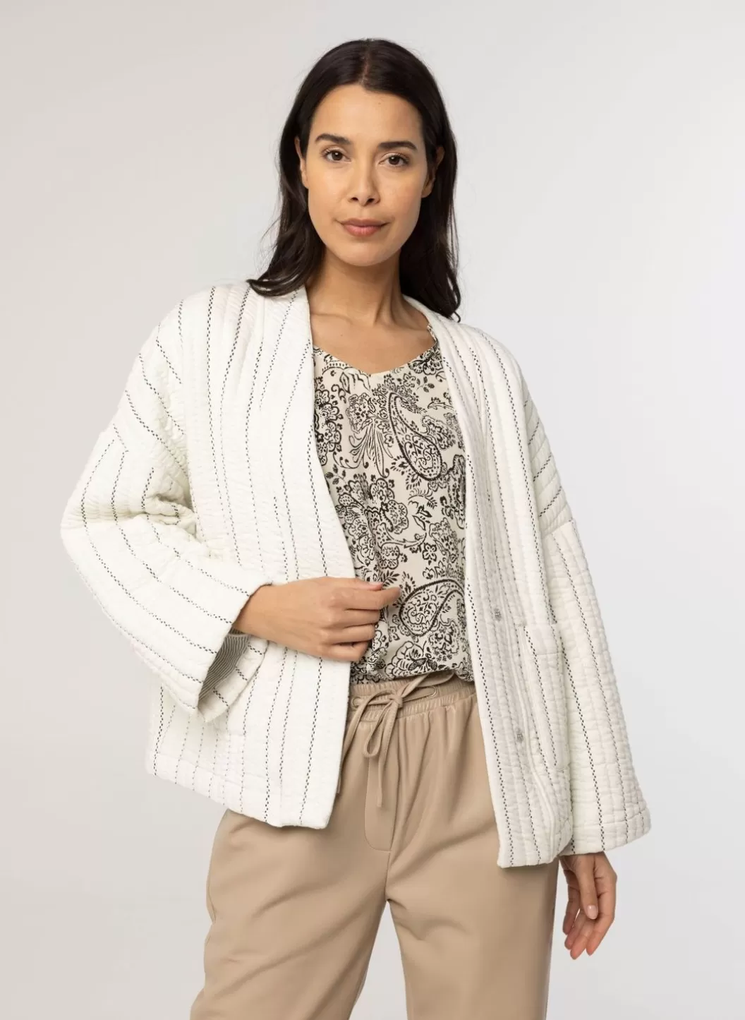 Jackets & Blazers-Norah Gewatteerde Kimonojas Ecru Beige