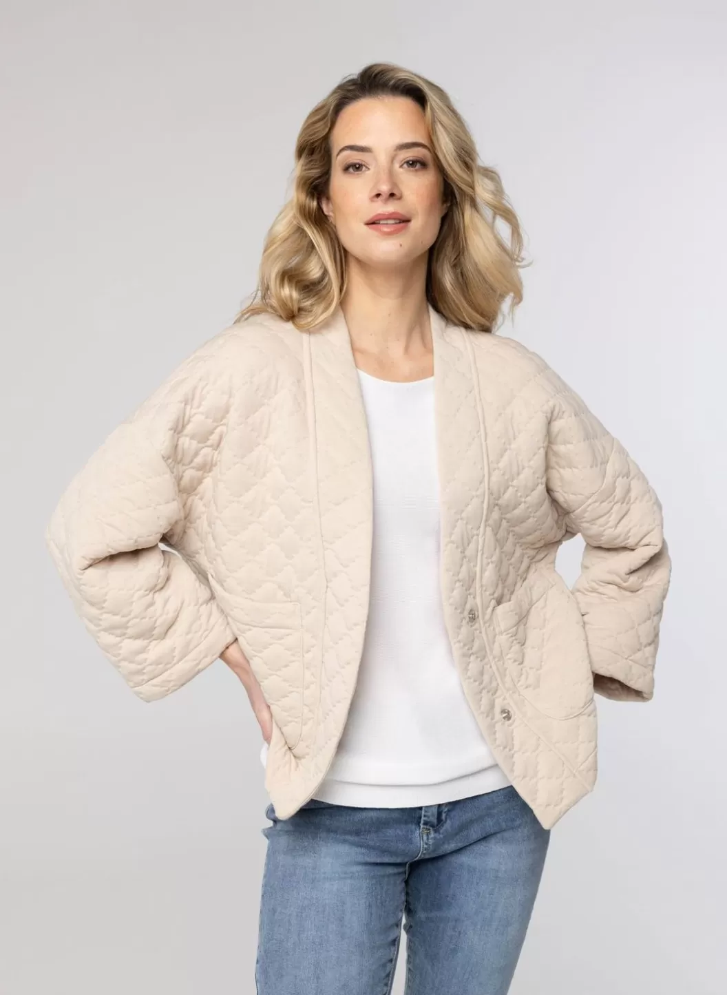 Jackets & Blazers-Norah Gewatteerde Kimonojas Zandkleur Beige