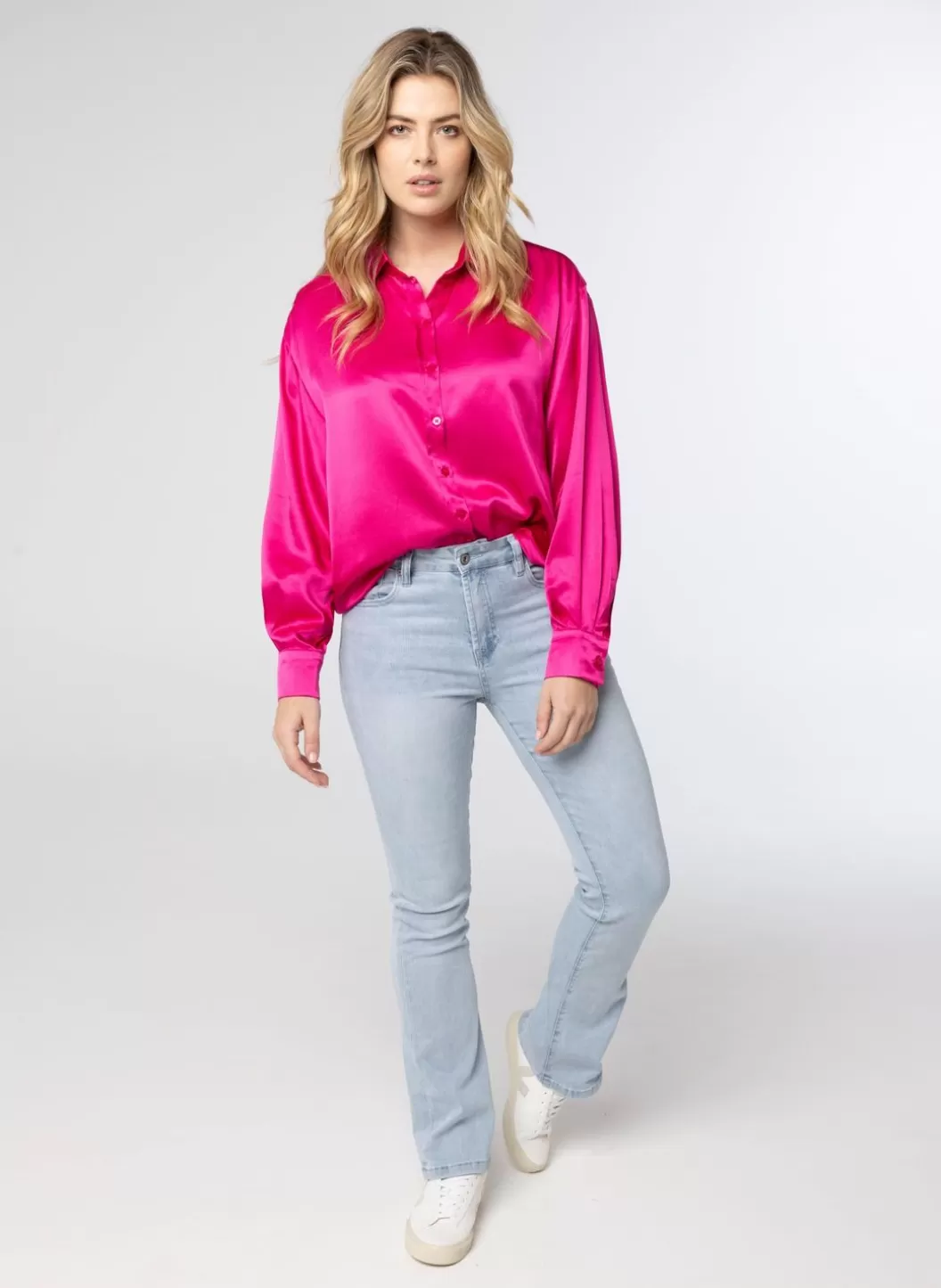 Blouses-Norah Glanzende Blouse Roze