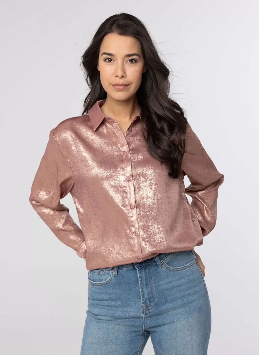 Blouses-Norah Glimmende Blouse Roze