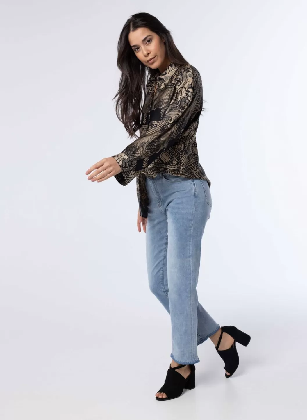 Blouses-Norah Gouden Blouse Zwart