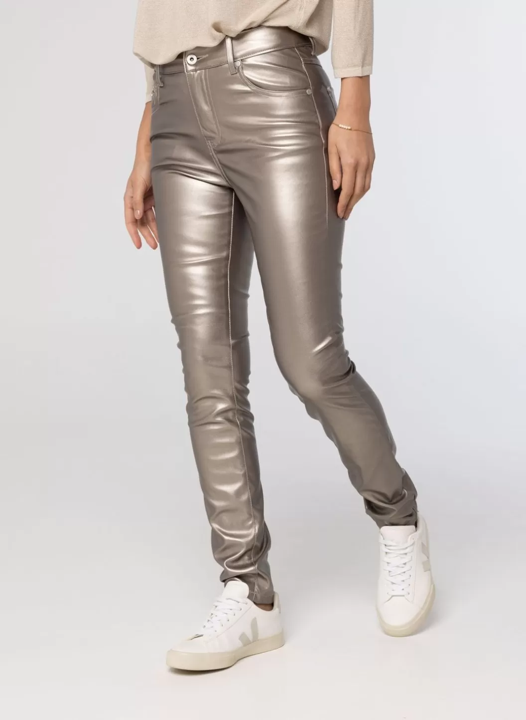 Broeken & Leggings-Norah Gouden Broek Beige