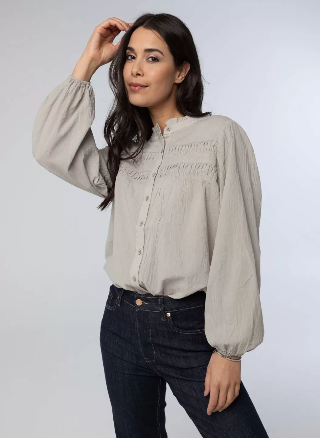 Blouses-Norah Groene Blouse Grijs