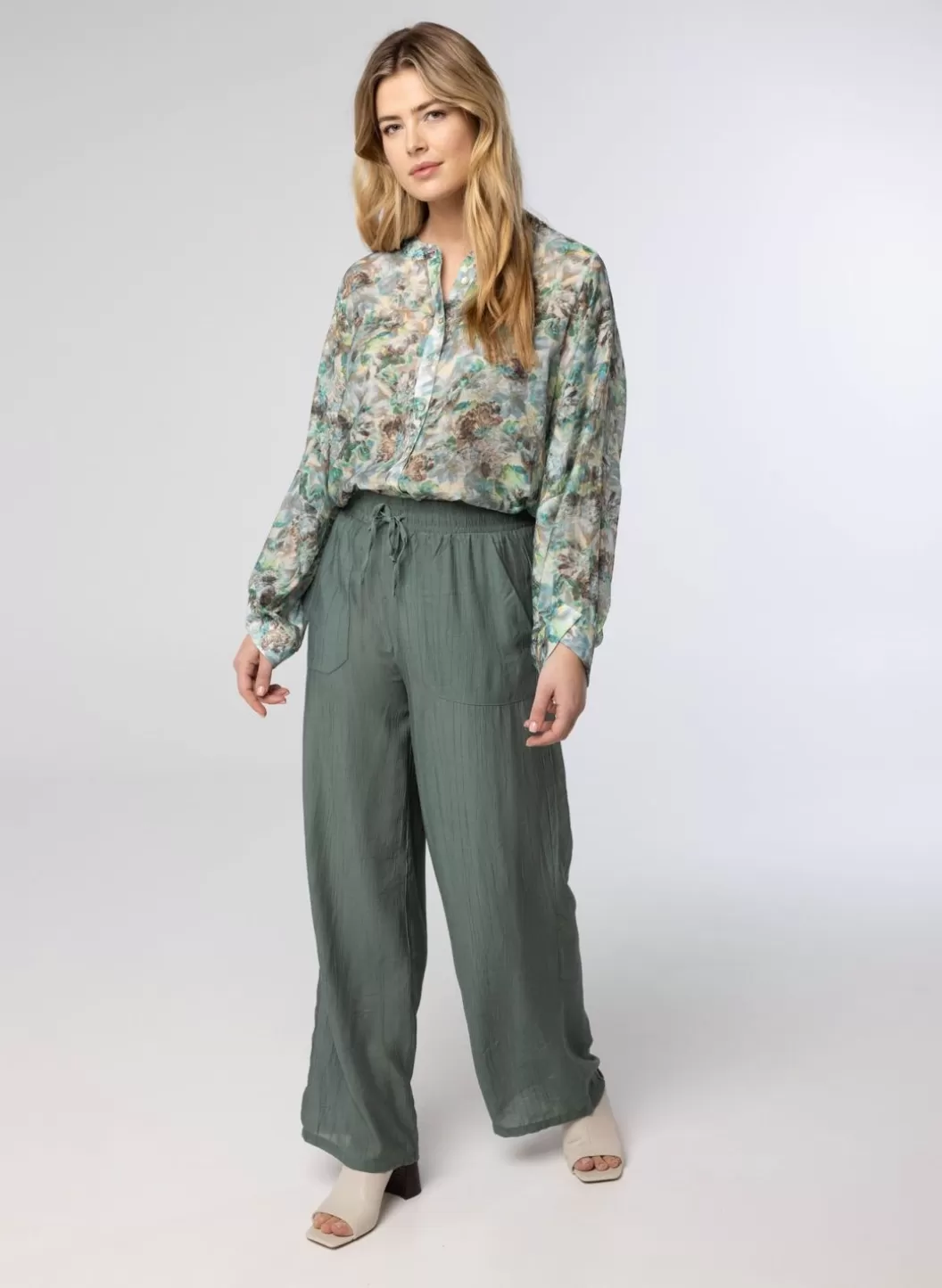 Broeken & Leggings-Norah Groene Pantalon Grijs