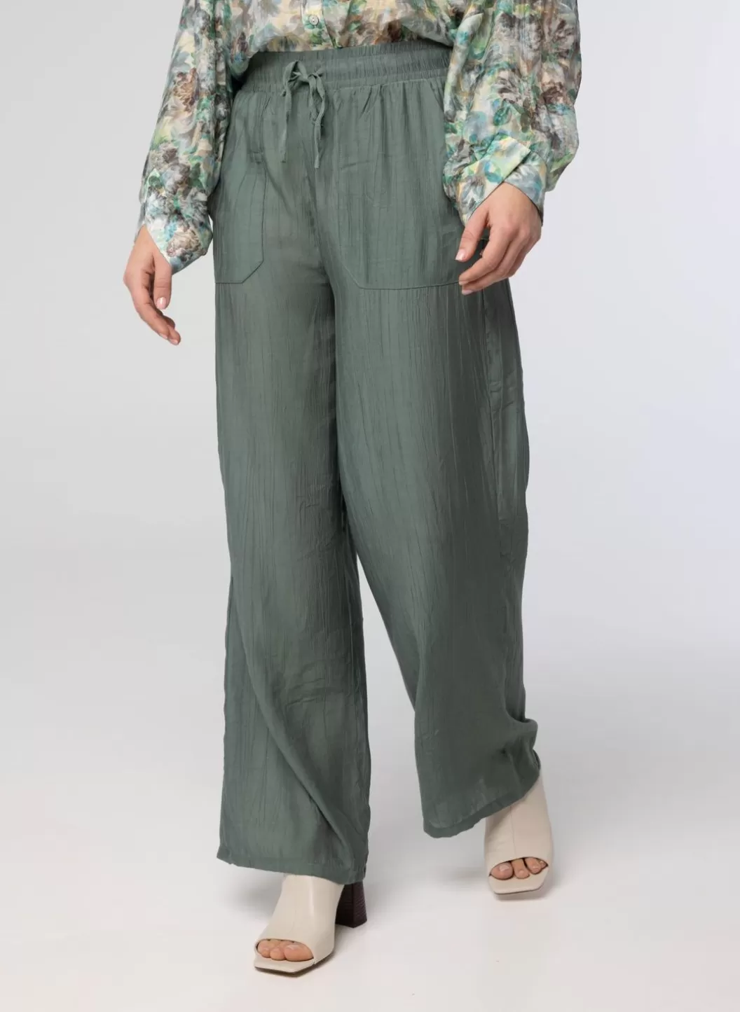 Broeken & Leggings-Norah Groene Pantalon Grijs