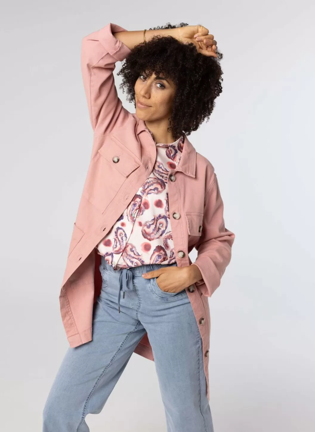 Jackets & Blazers-Norah Lange Denim Jacket Roze