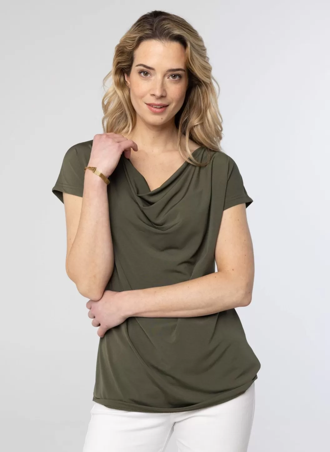 Shirts & Tops-Norah Leger Shirt Met Gedrapeerde Hals Groen