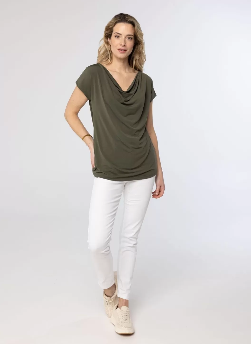 Shirts & Tops-Norah Leger Shirt Met Gedrapeerde Hals Groen