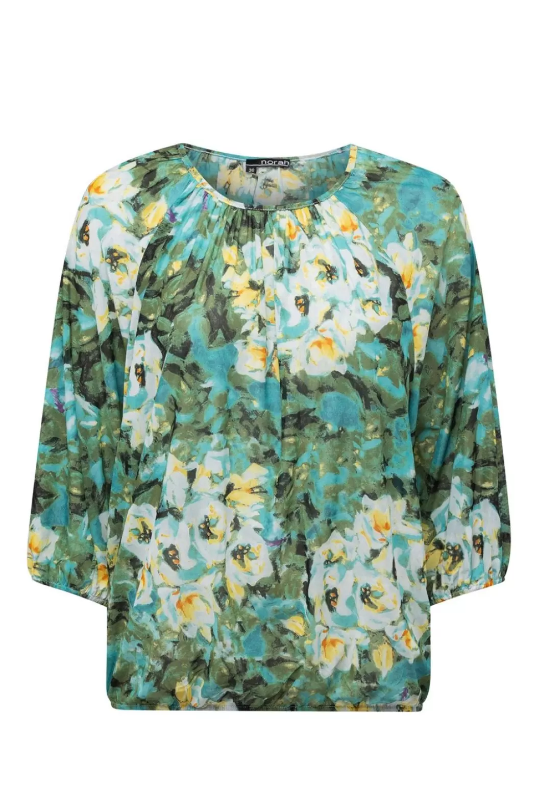 Shirts & Tops-Norah Meerkleurig Shirt Met Pofmouwen Groen