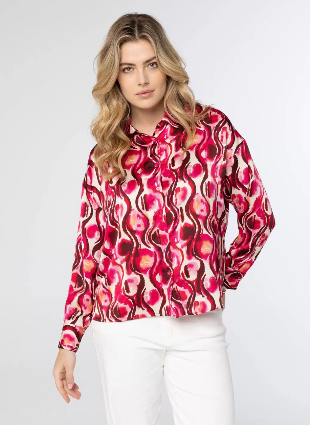 Blouses-Norah Meerkleurige Blouse Roze