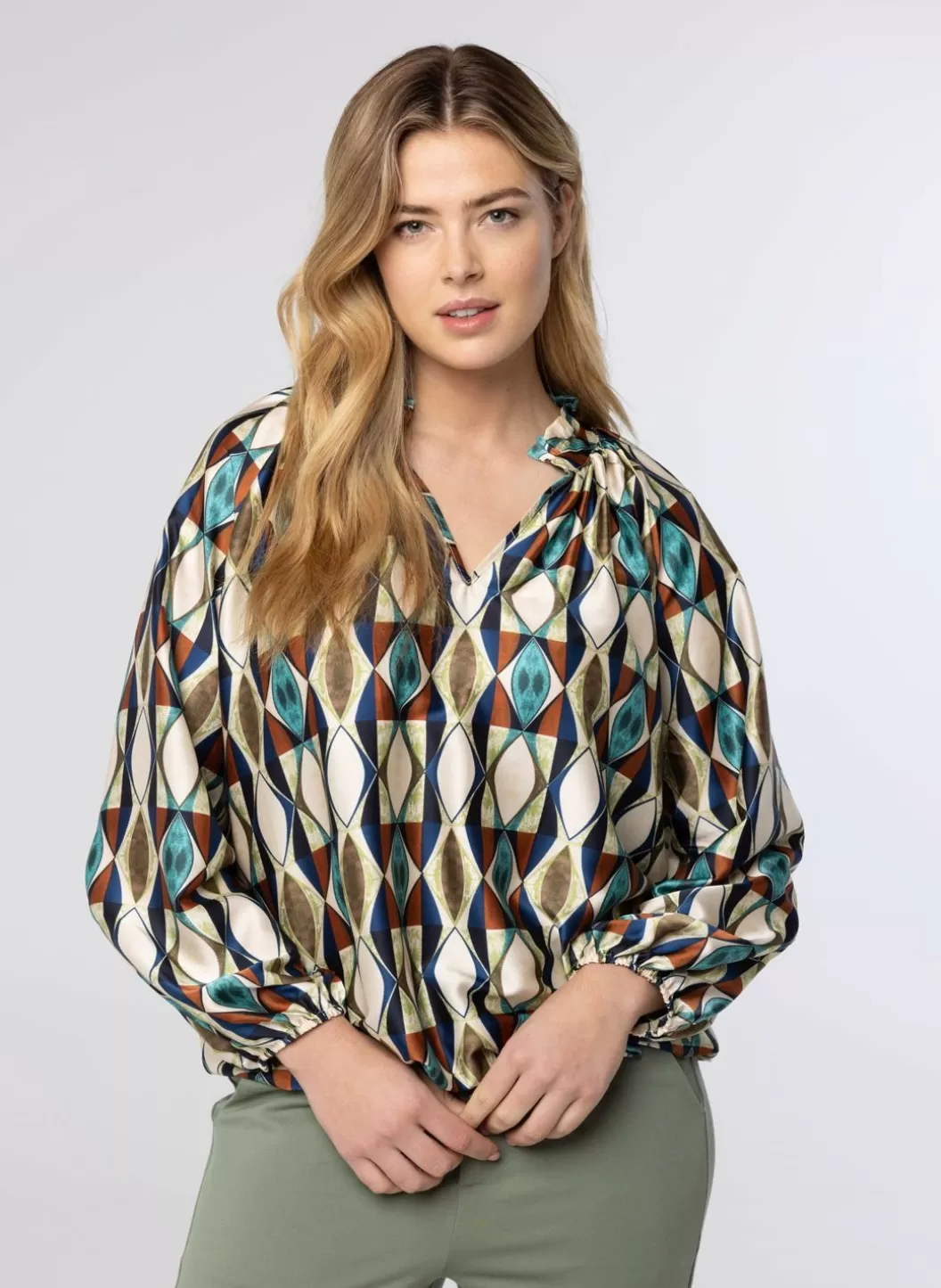 Blouses-Norah Meerkleurige Blouse Blauw