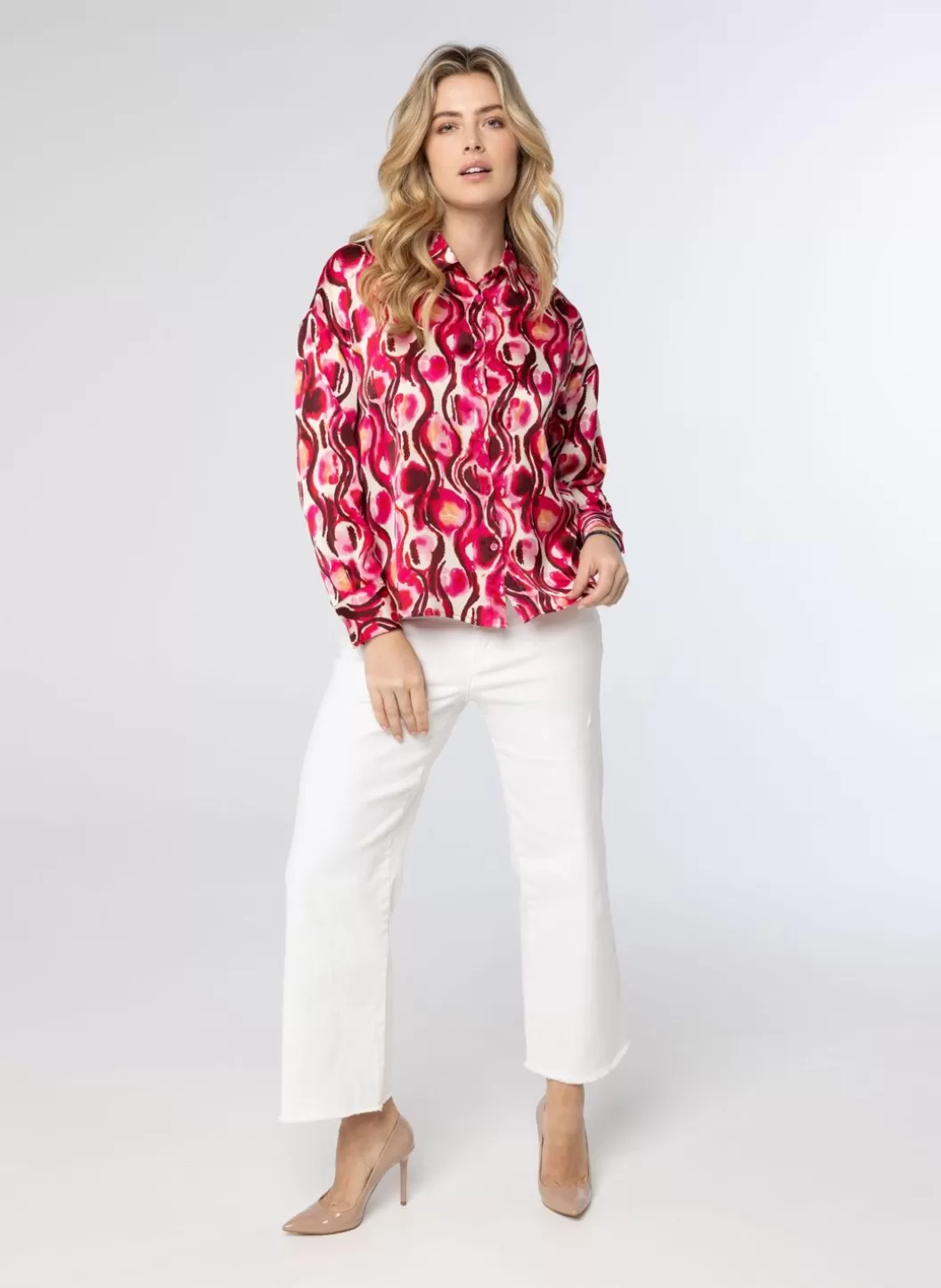 Blouses-Norah Meerkleurige Blouse Roze