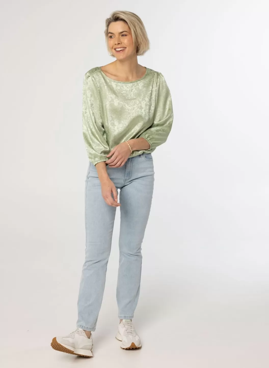 Blouses-Norah Mint E Glanzende Blouse Groen