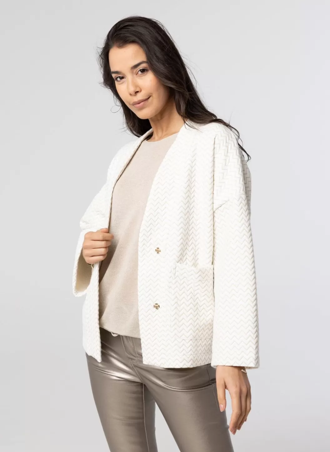 Jackets & Blazers-Norah Off White Jacket Wit