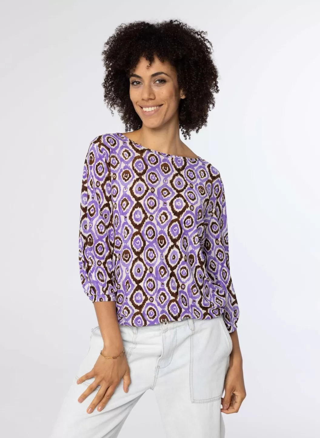 Shirts & Tops-Norah Paars Shirt Met Grafische Print