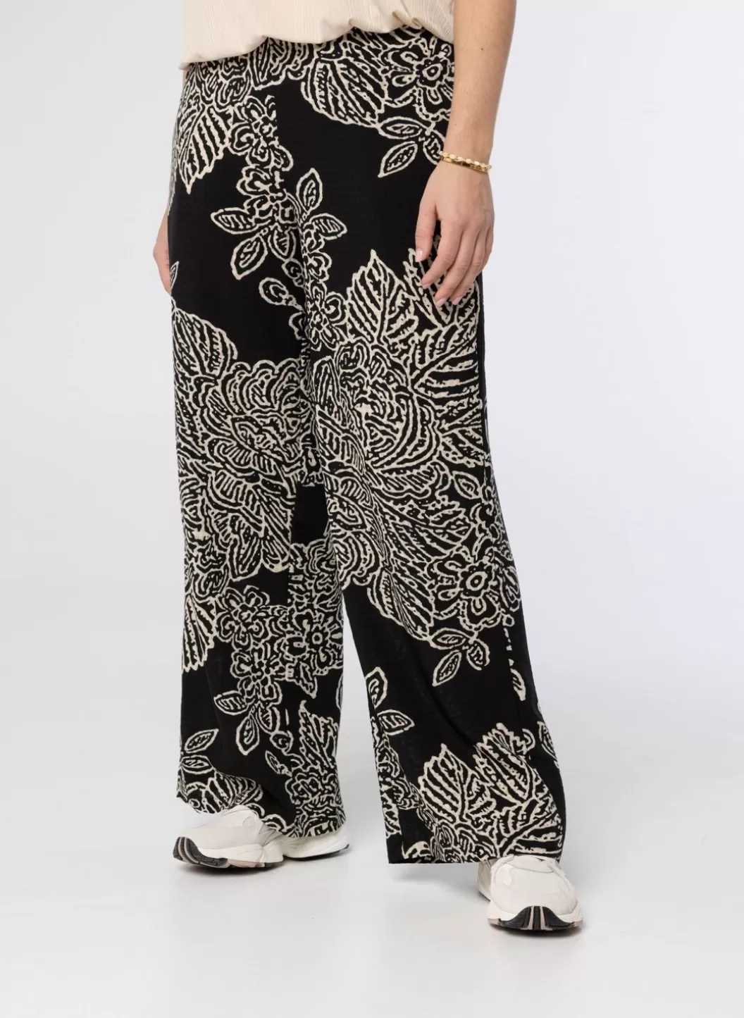 Broeken & Leggings-Norah Pantalon Ecru Zwart