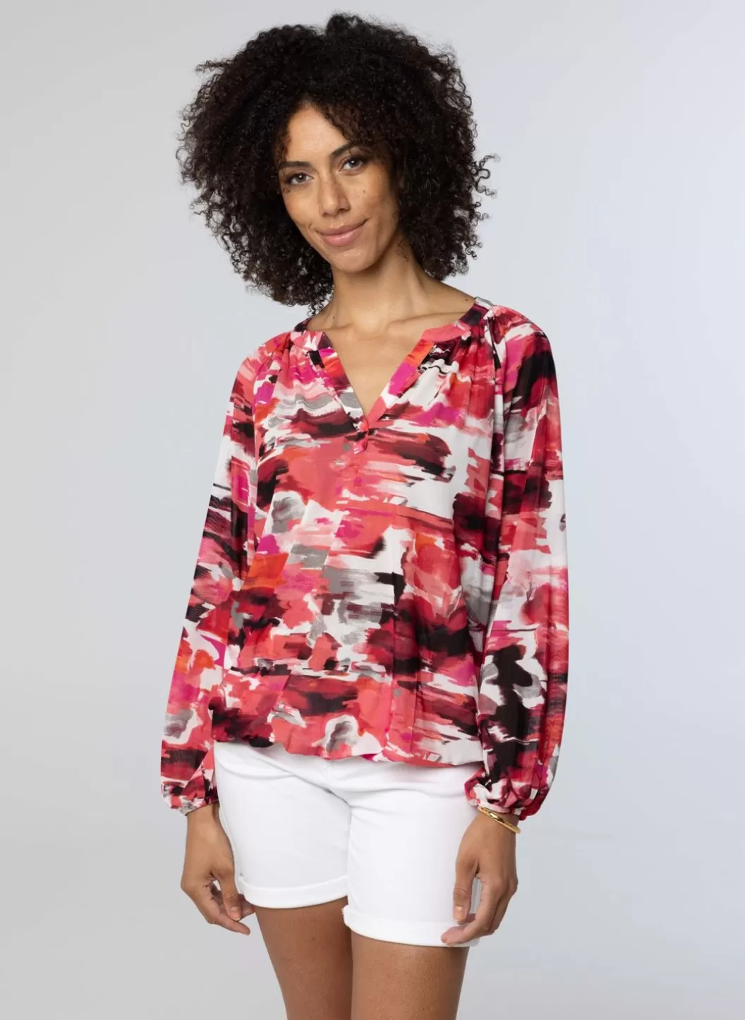 Blouses-Norah Rode Blouse Met Print Rood